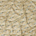 Cream Viscose Blended Fabric with White and Yellow Floral Embroidery, 110 cm Width-D20445