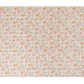 قماش فيسكوز عاجي مخلوط مع تطريز زهور باللون الخوخي والوردي، عرض 110 سم - D20447