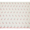 Ivory Cotton Lawn Fabric with Pink and Grey Floral Embroidery, 110 cm Width-D20451