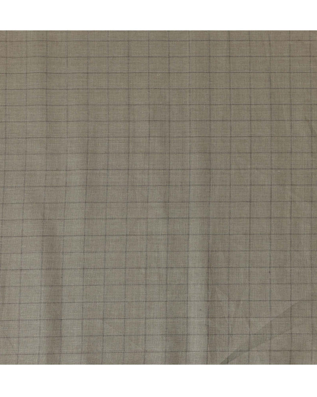 Olive Grey Checkered Thick Linen Fabric for Jacketing and Trousers, 150 cm Width-D20549