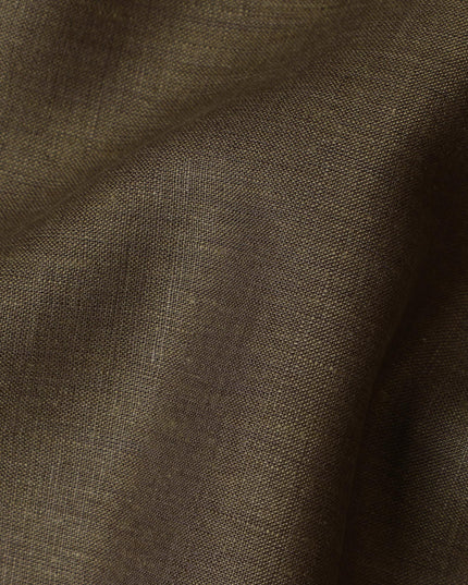 Olive Brown Pure Linen Fabric for Tailoring, 60 Lea, 150 cm Width-D20559