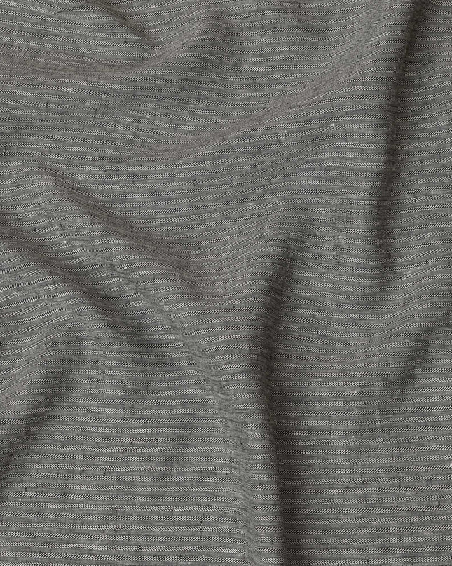 Grey Herringbone Thick Linen Fabric for Jacketing and Trousers, 150 cm Width-D20560