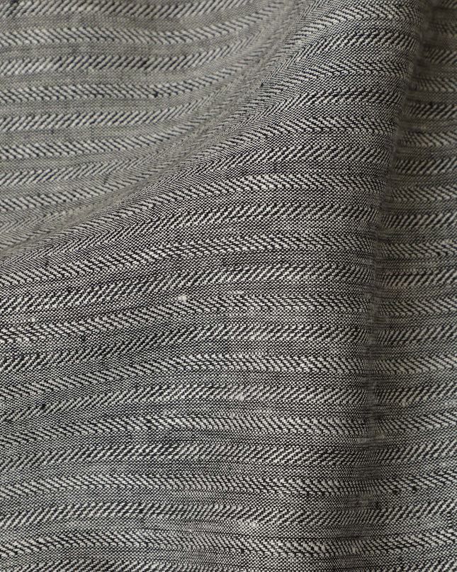 Grey Herringbone Thick Linen Fabric for Jacketing and Trousers, 150 cm Width-D20560