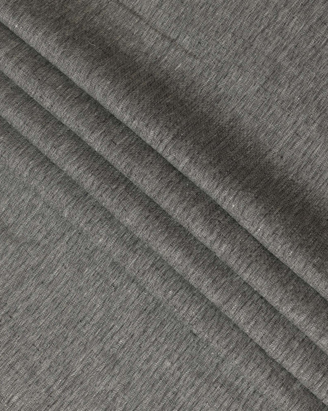 Grey Herringbone Thick Linen Fabric for Jacketing and Trousers, 150 cm Width-D20560