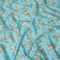 Sky Blue Floral Cotton Uragiri Voile Fabric having Jacquard, 110 cm Width-D20567