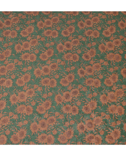 Green Sunflower Cotton Uragiri Voile Fabric having Jacquard, 110 cm Width-D20569