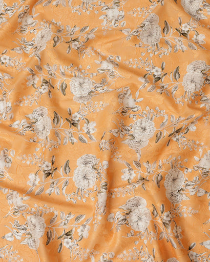 Orange Floral Cotton Uragiri Voile with Jacquard, 110 cm Width-D20570