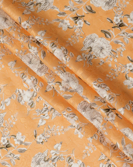 Orange Floral Cotton Uragiri Voile with Jacquard, 110 cm Width-D20570