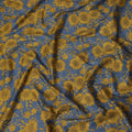 Blue and Mustard Floral Cotton Uragiri Voile with Jacquard, 110 cm Width-D20571 Regal Fabrics