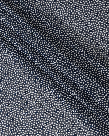 Navy Blue and White Dot Cotton Uragiri Voile with Jacquard, 110 cm Width-D20572