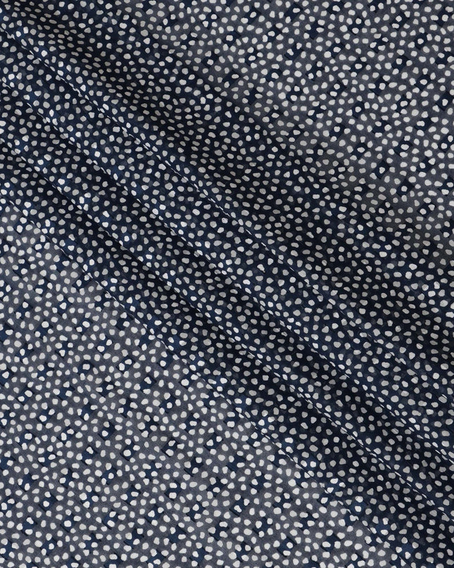 Navy Blue and White Dot Cotton Uragiri Voile with Jacquard, 110 cm Width-D20572