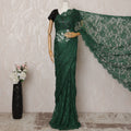 Emerald Green Premium French Chantilly Saree Lace - 5.5 Meters, Floral Design, 110 cm Width-D20742