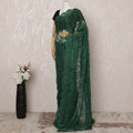 Emerald Green Premium French Chantilly Saree Lace - 5.5 Meters, Floral Design, 110 cm Width-D20742