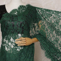 Emerald Green Premium French Chantilly Saree Lace - 5.5 Meters, Floral Design, 110 cm Width-D20742
