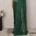 Emerald Green Premium French Chantilly Saree Lace - 5.5 Meters, Floral Design, 110 cm Width-D20742