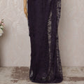 Deep Purple Premium French Chantilly Saree Lace - 5.5 Meters, Floral Design, 110 cm Width-D20743
