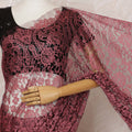 Rose Pink, black 2-Tone Premium French Chantilly Saree Lace - 5.5 Meters, Floral Design, 110 cm Width-D20744