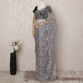 Lilac, light brown 2-Tone Premium French Chantilly Saree Lace - 5.5 Meters, Floral Design, 110 cm Width-D20747