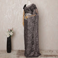 Brown, Black 2-Tone Premium French Chantilly Saree Lace - 5.5 Meters, Floral Design, 110 cm Width-D20748