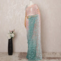 Peach and Mint Green Ombre Premium French Chantilly Saree Lace - 5.5 Meters, Floral Design, 110 cm Width-D20753 Regal Fabrics