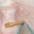 Peach and Mint Green Ombre Premium French Chantilly Saree Lace - 5.5 Meters, Floral Design, 110 cm Width-D20753 Regal Fabrics