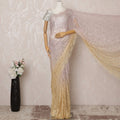 Lavender and Beige Ombre Premium French Chantilly Saree Lace - 5.5 Meters, Floral Design, 110 cm Width-D20757