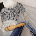 Navy Blue and Gray Ombre Premium French Chantilly Saree Lace - 5.5 Meters, Floral Design, 110 cm Width-D20759