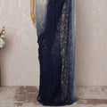 Navy Blue and Gray Ombre Premium French Chantilly Saree Lace - 5.5 Meters, Floral Design, 110 cm Width-D20759