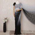 Black and Gray Ombre Premium French Chantilly Saree Lace - 5.5 Meters, Floral Design, 110 cm Width-D20760