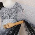 Black and Gray Ombre Premium French Chantilly Saree Lace - 5.5 Meters, Floral Design, 110 cm Width-D20760