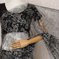 Black and Silver Metallic Premium French Chantilly Saree Lace - 5.5 Meters, Floral Design, 110 cm Width-D20763