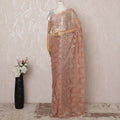 Blush Pink Metallic Premium French Chantilly Saree Lace - 5.5 Meters, Floral Design, 110 cm Width-D20764