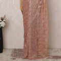 Blush Pink Metallic Premium French Chantilly Saree Lace - 5.5 Meters, Floral Design, 110 cm Width-D20764