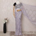 Lavender Metallic Premium French Chantilly Saree Lace - 5.5 Meters, Floral Design, 110 cm Width-D20766