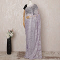 Lavender Metallic Premium French Chantilly Saree Lace - 5.5 Meters, Floral Design, 110 cm Width-D20766