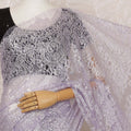 Lavender Metallic Premium French Chantilly Saree Lace - 5.5 Meters, Floral Design, 110 cm Width-D20766