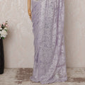Lavender Metallic Premium French Chantilly Saree Lace - 5.5 Meters, Floral Design, 110 cm Width-D20766
