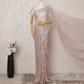 Rose Pink Metallic Premium French Chantilly Saree Lace - 5.5 Meters, Floral Design, 110 cm Width-D20769
