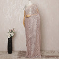 Rose Pink Metallic Premium French Chantilly Saree Lace - 5.5 Meters, Floral Design, 110 cm Width-D20769