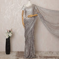 Mauve Metallic Premium French Chantilly Saree Lace - 5.5 Meters, Floral Design, 110 cm Width-D20775 Regal Fabrics