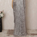 Mauve Metallic Premium French Chantilly Saree Lace - 5.5 Meters, Floral Design, 110 cm Width-D20775 Regal Fabrics