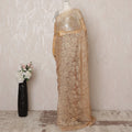 Peach Metallic Premium French Chantilly Saree Lace - 5.5 Meters, Floral Design, 110 cm Width-D20779 Regal Fabrics
