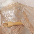 Peach Metallic Premium French Chantilly Saree Lace - 5.5 Meters, Floral Design, 110 cm Width-D20779 Regal Fabrics