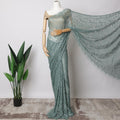 Sage Green French Chantilly Lace Fabric  with stone work– 5.5 Meters, Floral Design, 110 cm Width-D21051 Regal Fabrics