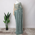 Sage Green French Chantilly Lace Fabric  with stone work– 5.5 Meters, Floral Design, 110 cm Width-D21051 Regal Fabrics