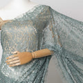 Sage Green French Chantilly Lace Fabric  with stone work– 5.5 Meters, Floral Design, 110 cm Width-D21051 Regal Fabrics