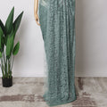 Sage Green French Chantilly Lace Fabric  with stone work– 5.5 Meters, Floral Design, 110 cm Width-D21051 Regal Fabrics