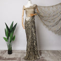Gold and Black Two-Tone French Chantilly Lace Fabric with stone work – 5.5 Meters, Floral Design, 110 cm Width-D21054 Regal Fabrics