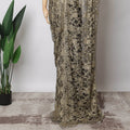 Gold and Black Two-Tone French Chantilly Lace Fabric with stone work – 5.5 Meters, Floral Design, 110 cm Width-D21054 Regal Fabrics