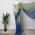 Green and Blue Ombre French Chantilly Lace Fabric with stone work – 5.5 Meters, Floral Design, 110 cm Width-D21055 Regal Fabrics